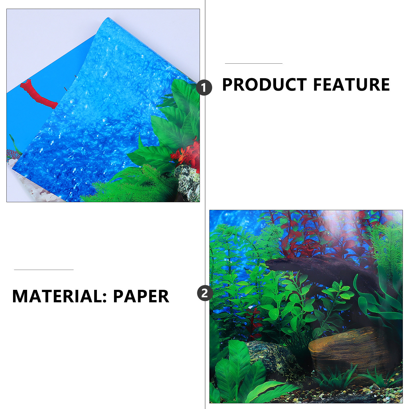 3D Fish Tank Sticker 60x102cm  - Marine Aquarium Wallpaper のレビューと価格