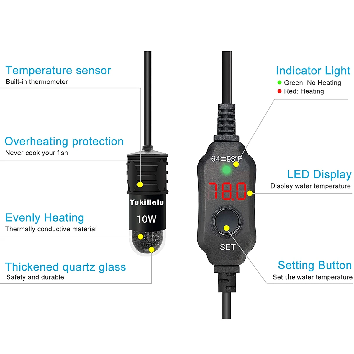 10W Adjustable Aquarium Heater - Marine Aquarium Nano のレビューと価格